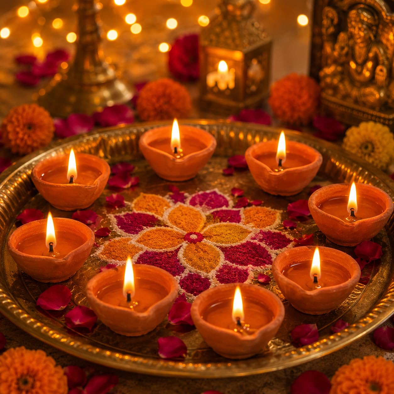 Clay Diyas Pack of 6 for Diwali Handmade Mitti Diya Traditional Earthen Oil Lamps for Pooja Festival Navratri Home Temple & Diwali Decoration