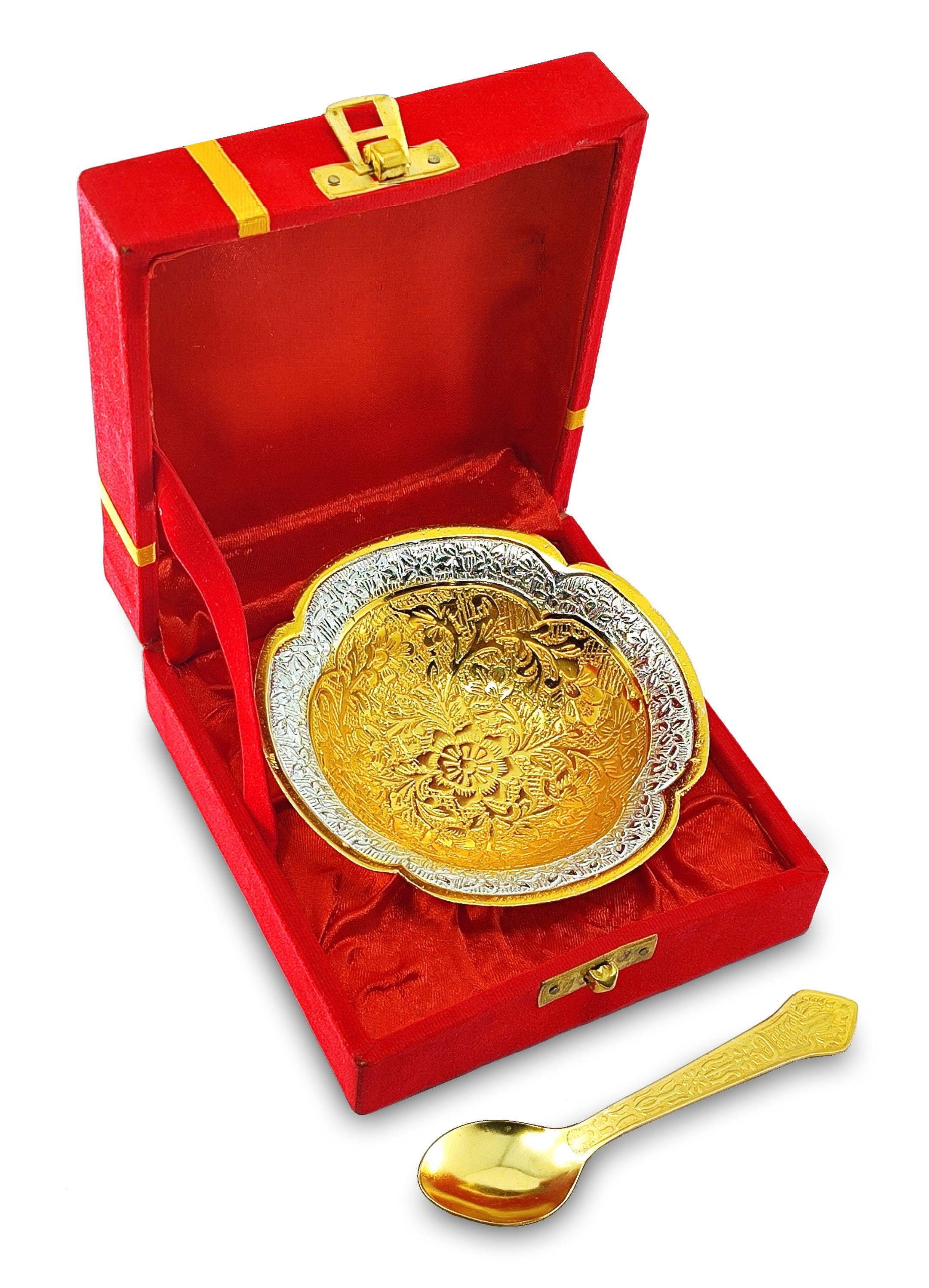 BENGALEN Gold & Silver Plated Bowl Spoon Set