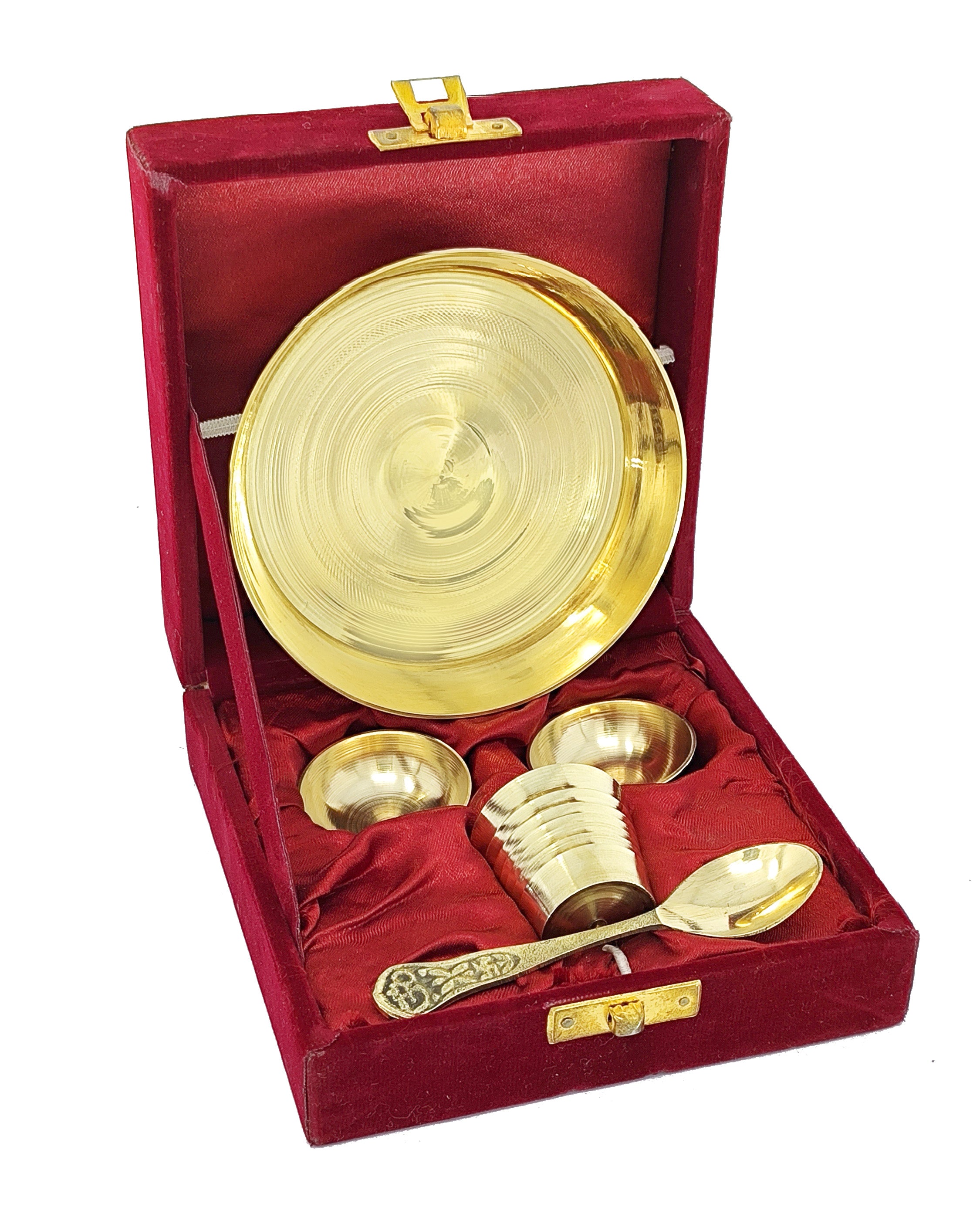 BENGALEN Laddu Gopal Bhog Thali Set Brass Small 5 Inch Pooja Set for Krishna Janmashtami Decoration Iskcon Gift Festival Krishna Puja Set for Home Office Mandir Items