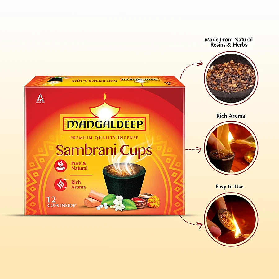 Mangaldeep Pure & Natural Rich Aroma Sambrani Cups