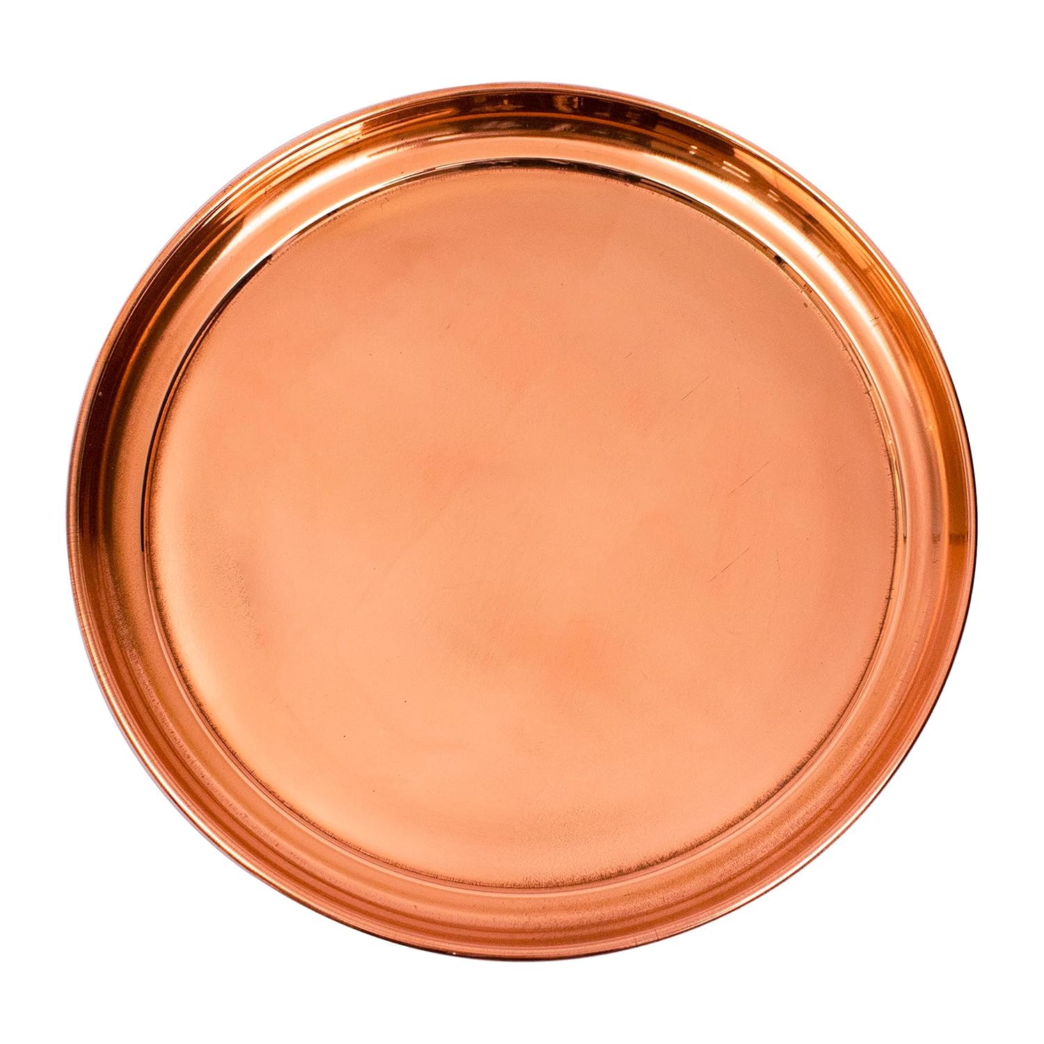Copper Plate Plain Pure Indian Traditional Handmade for Pooja Diwali Puja Navratri Aarti and Daily Bhog Use
