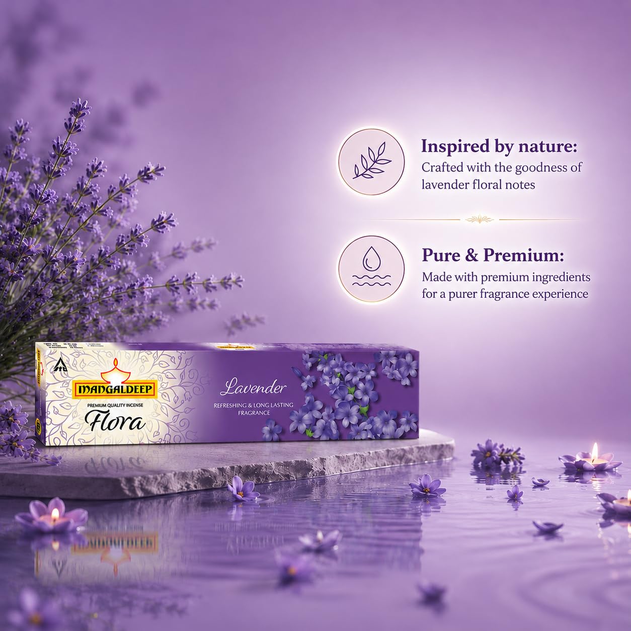 Mangaldeep Lavender Agarbatti Incense Sticks Refreshing and Long Lasting Aroma