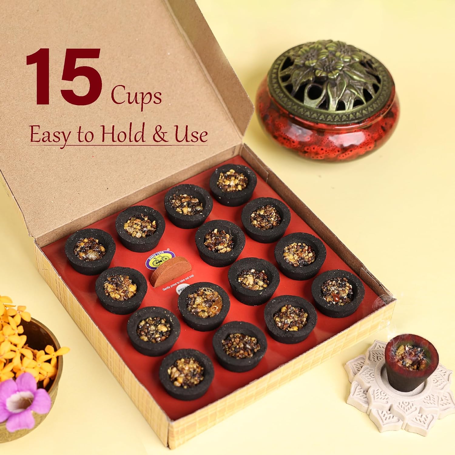 Naivedya Sambrani Dhoop Cups for Pooja Havan Cups for Pooja Home & Festivals Natural Guggal Dhoop Original Dhoop Cones