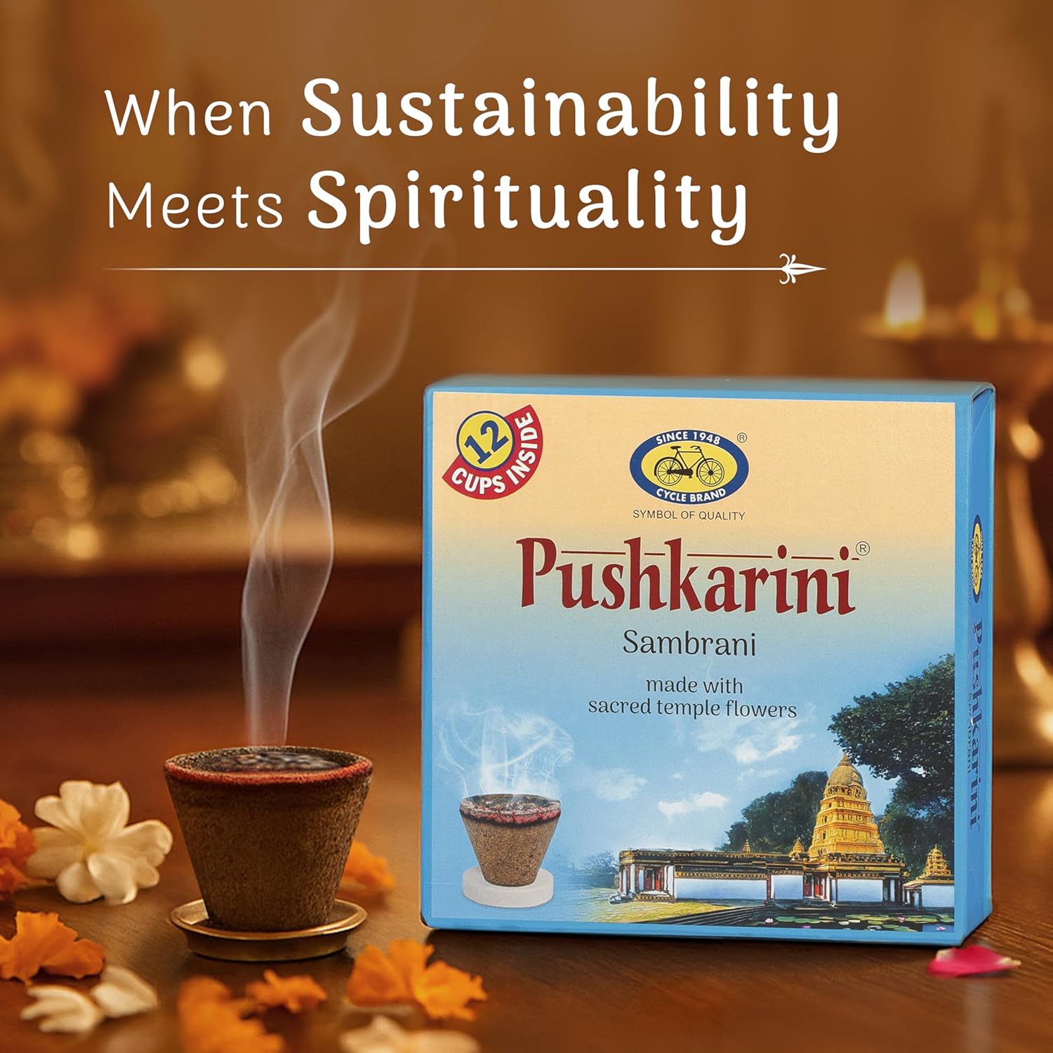 Cycle Pure Pushkarini Sambrani Dhoop Cups for Pooja Havan Cups for Pooja Home & Festivals Guggal/Loban Dhoop