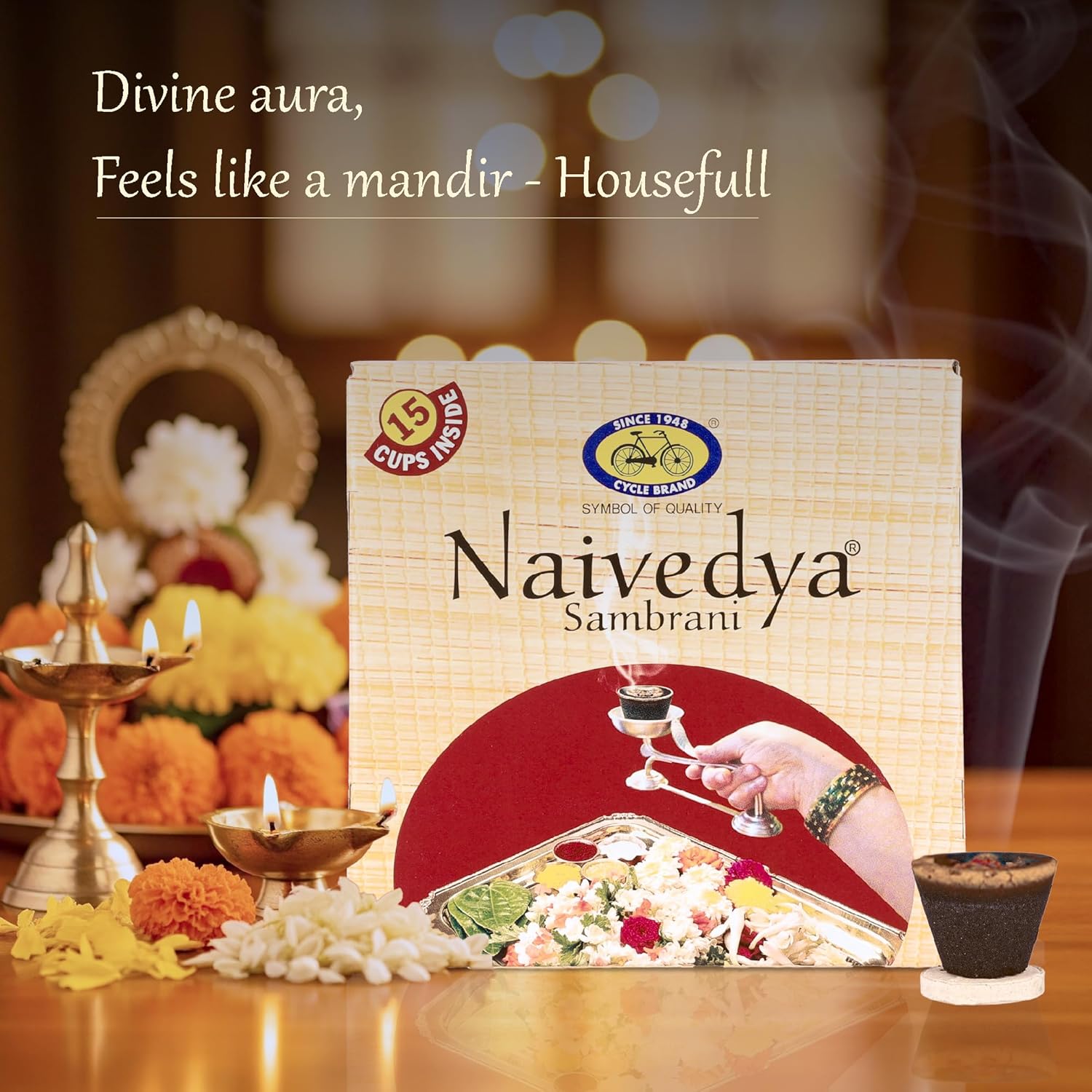 Naivedya Sambrani Dhoop Cups for Pooja Havan Cups for Pooja Home & Festivals Natural Guggal Dhoop Original Dhoop Cones