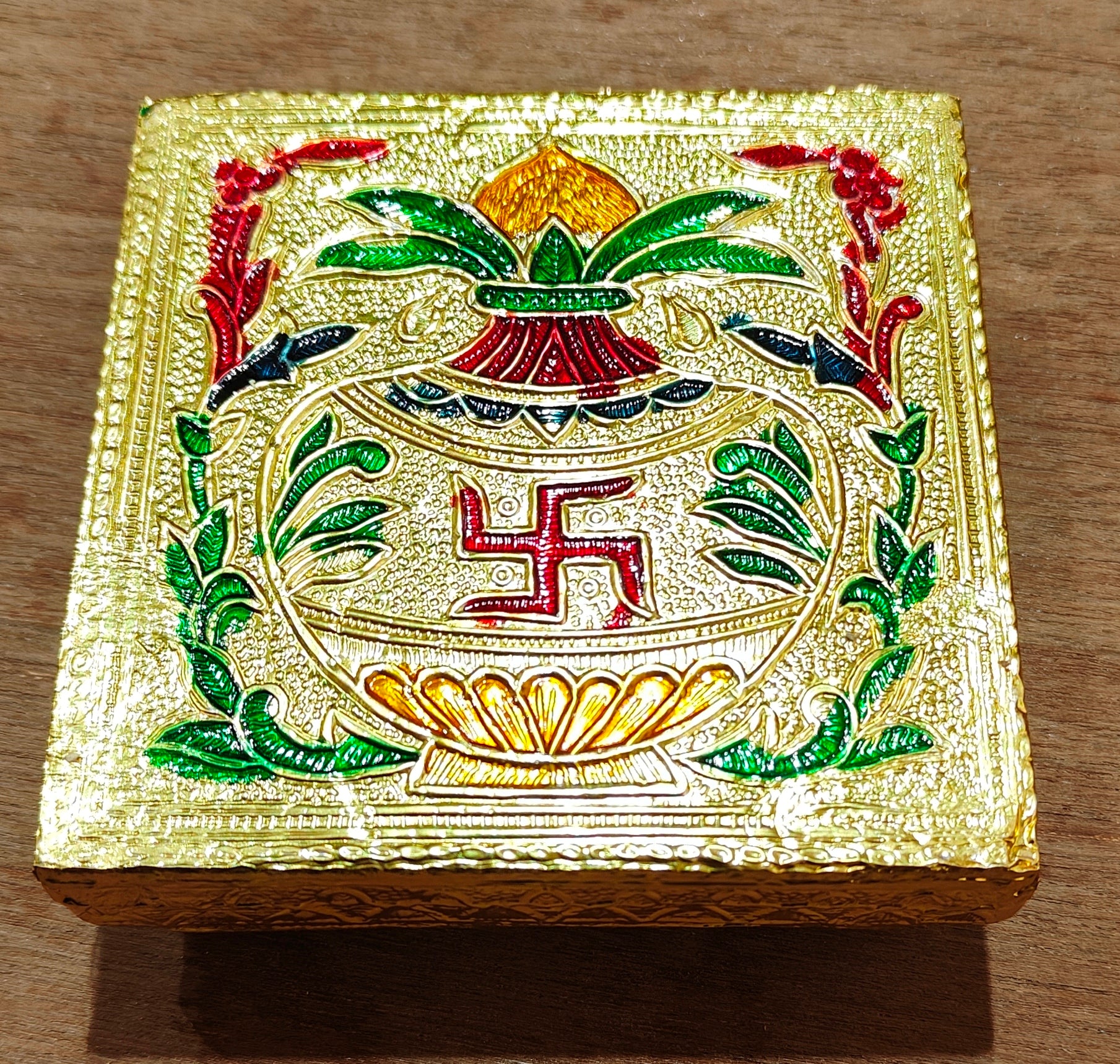 Pooja Chowki Handcrafted Multicolor Wooden Pooja Chowki Traditional Decor for Home Temple & Puja Rituals
