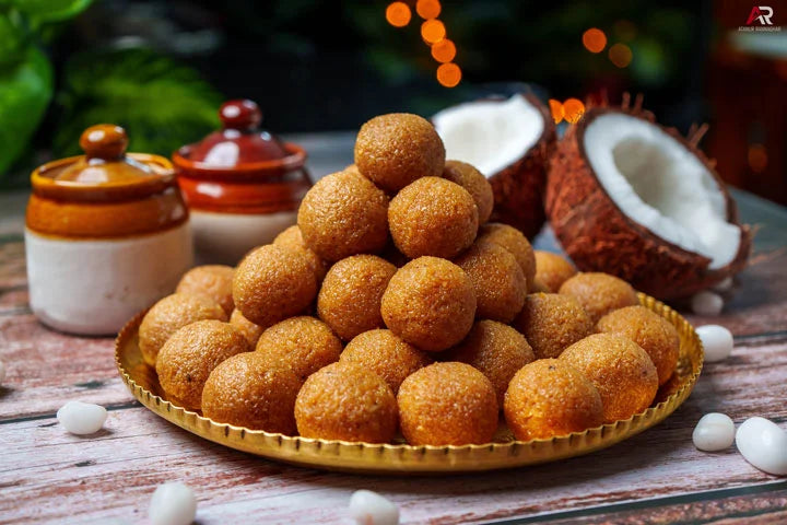 Naru Pack of 6 Bengali Sweet Laddu made with Coconut Gur Laddoo Indian Mithaai for Puja