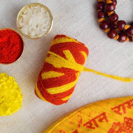 Kalawa Moli Dhaga Kalawa Raksha Sutra Dhaga 100% Cotton Saced Thread Mota Dhaga Moli Pooja Mauli Red and Yellow Colour Puja Kalawa for Hand