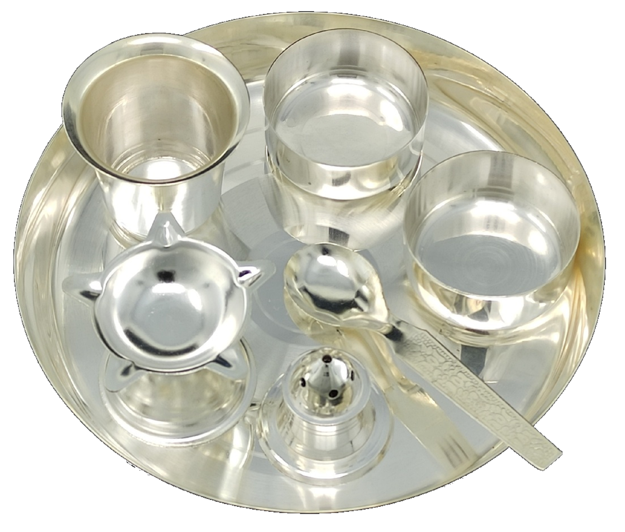 Bengalen Silver Plated Pooja Thali Set 6 Inch Occasional Puja Decorative for Home Mandir Office Wedding Return Gift Items
