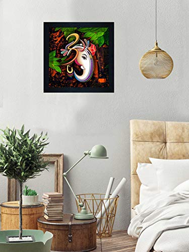 Nobility Ganesha Framed Painting - Special Effect Textured Wall Art Paintings - Size: 12 inch x 12 inch