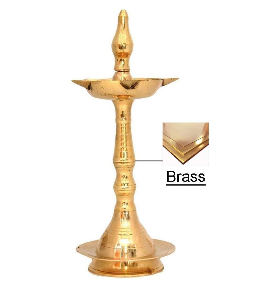 Bengalen Brass Kerala Diya Traditional Oil Lamp Samai Deepak Lamp Kutthu vilakku Panchmahal Deepam for Pooja Mandir Diwali Indian Wedding Return Gift Items Puja Set of 2