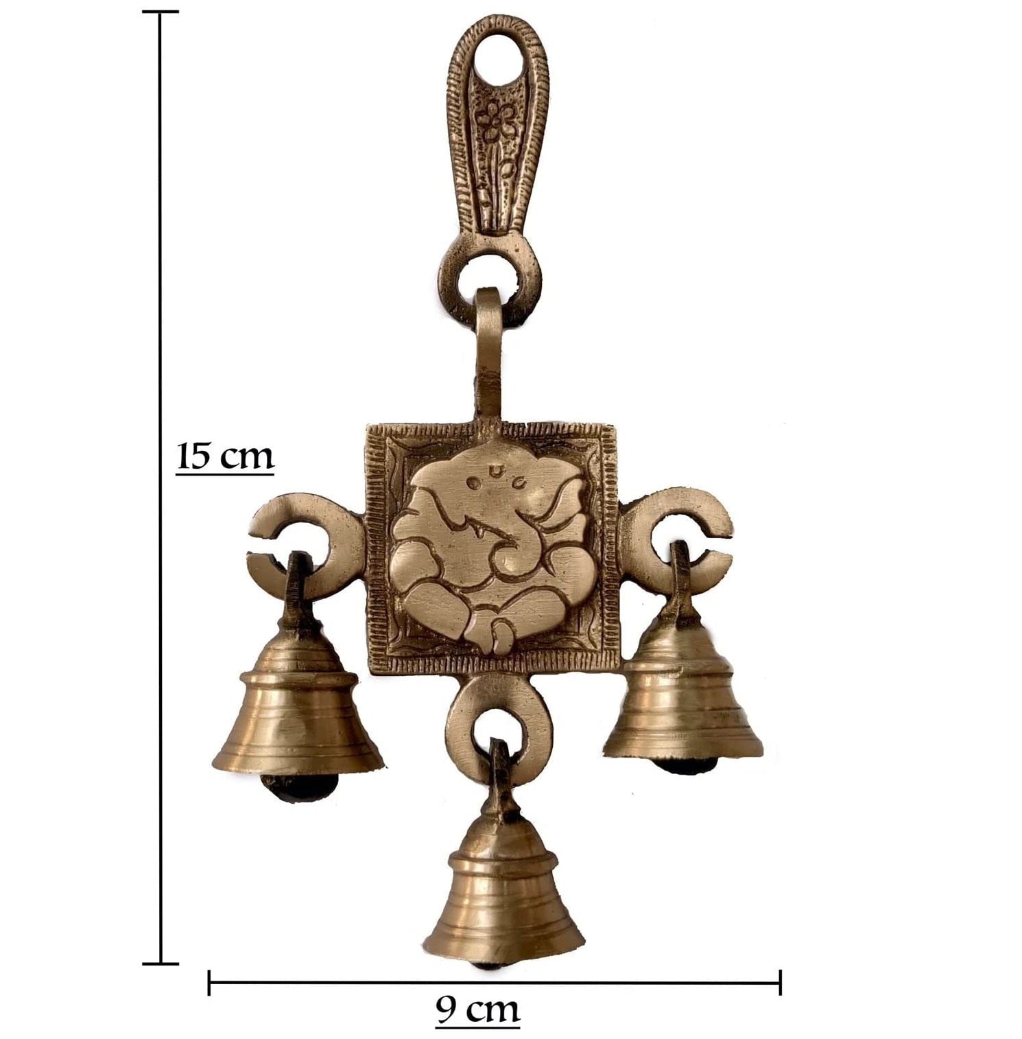 Bengalen Brass New Ganesha Bells Wall Hanging Idol Decorative Showpiece Antique Finish Ganesh Wall Art Decor Statue