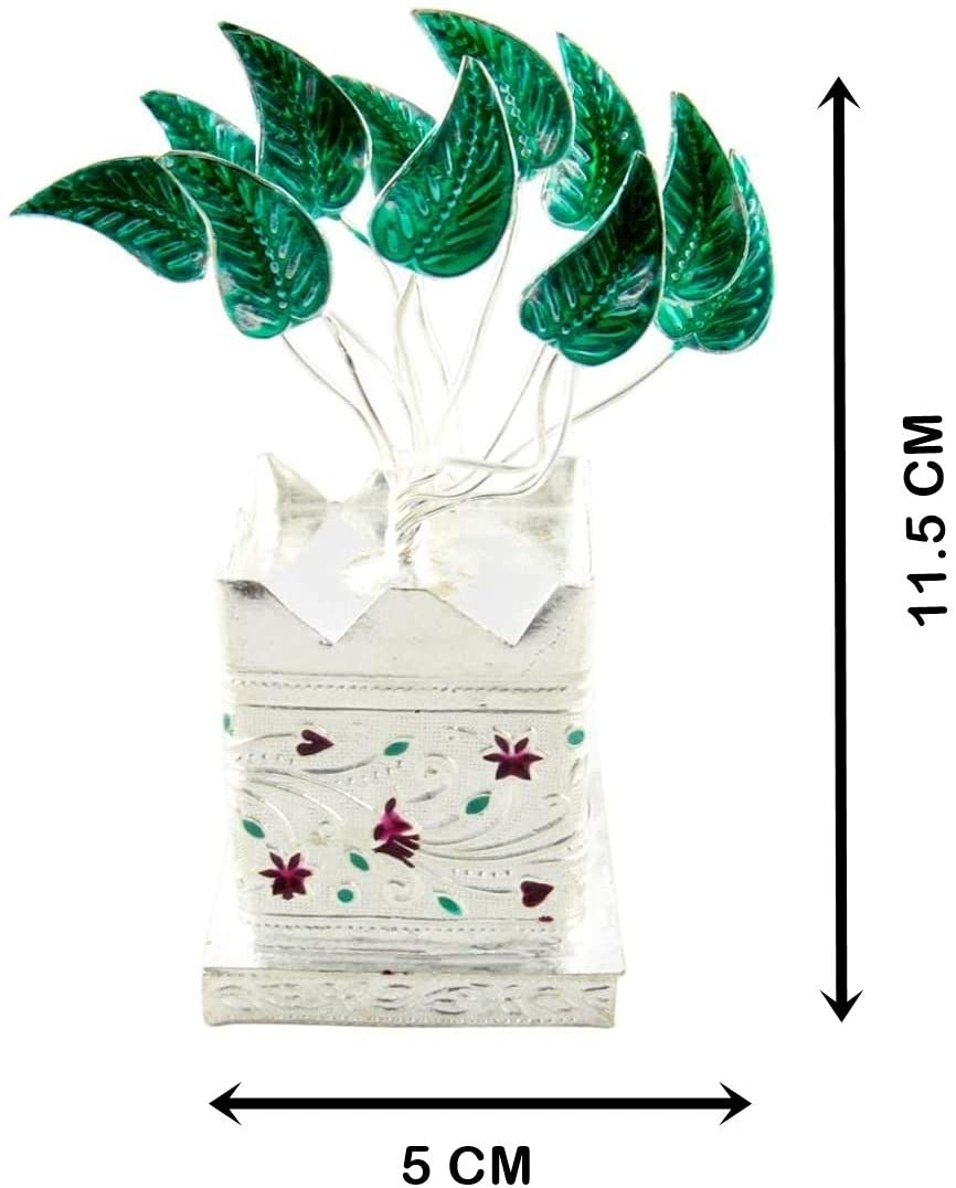 Nobility Silver Plated Tulsi Plant for Home Gift for Wedding and Puja (Size: 11.5 cm x 5 cm)