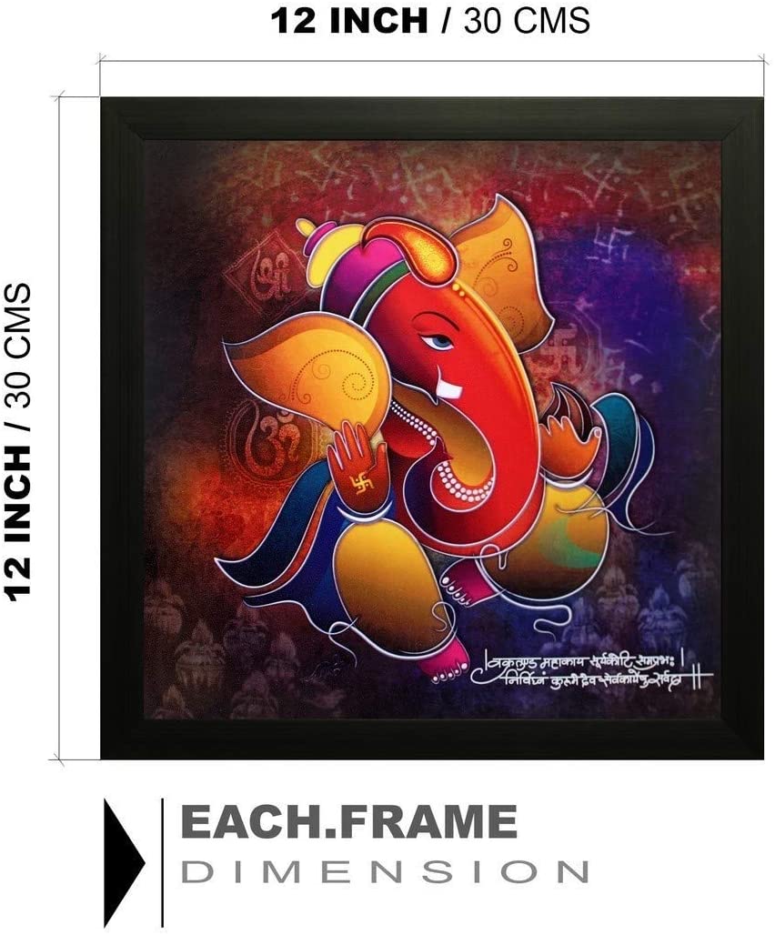 Nobility Ganesha Framed Painting Ganesh Wall Art Decor Statue Idol Decoration for Home, Living Room, Office, Gift for friends or family