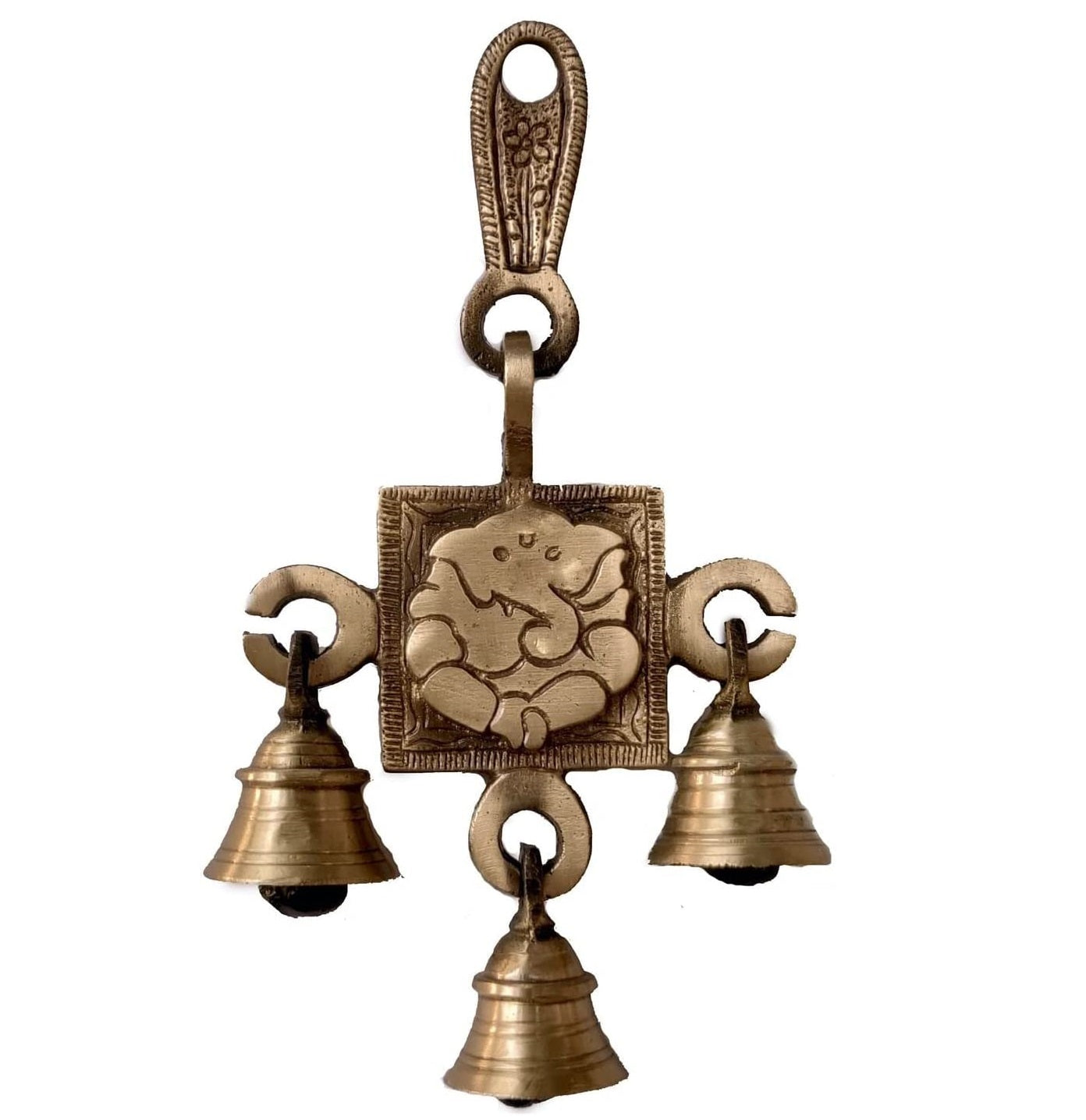 Bengalen Brass New Ganesha Bells Wall Hanging Idol Decorative Showpiece Antique Finish Ganesh Wall Art Decor Statue