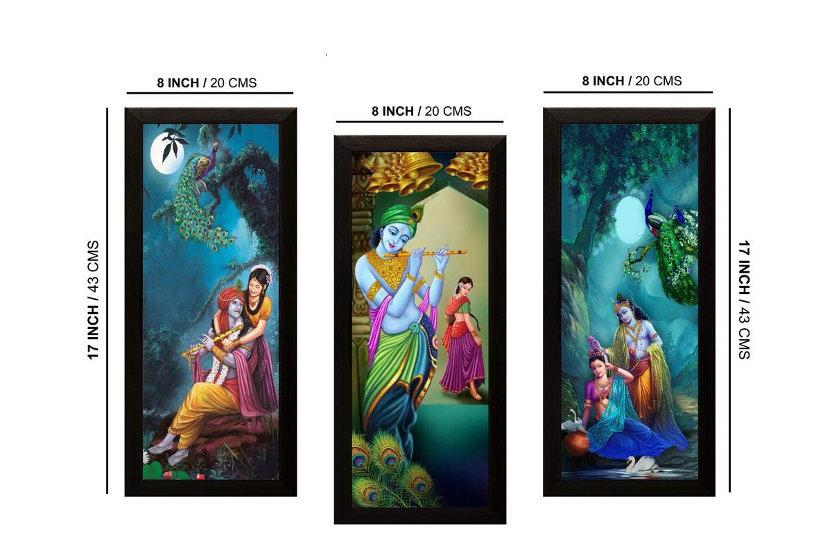 Nobility Radha Krishna Framed Painting UV Textured Design Religious Wall Art Decor