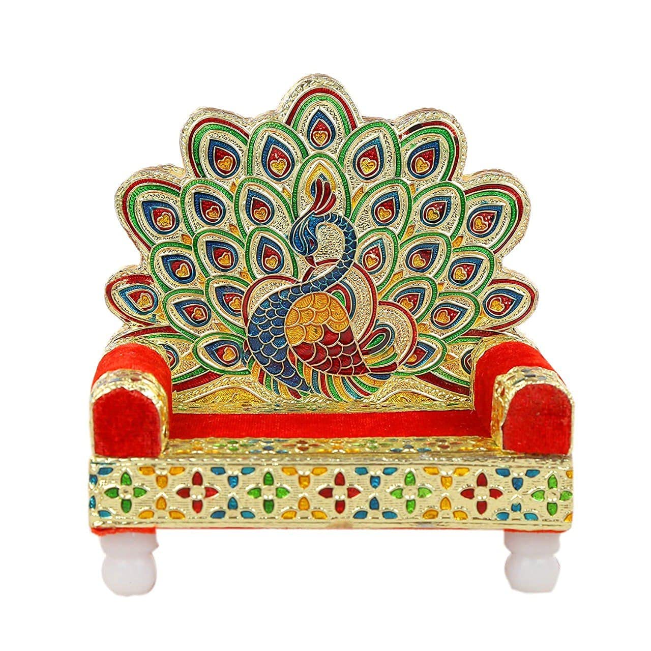 Bengalen Wooden Laddu Gopal Meenakari Singhasan (13 x 9 x 14 cm)