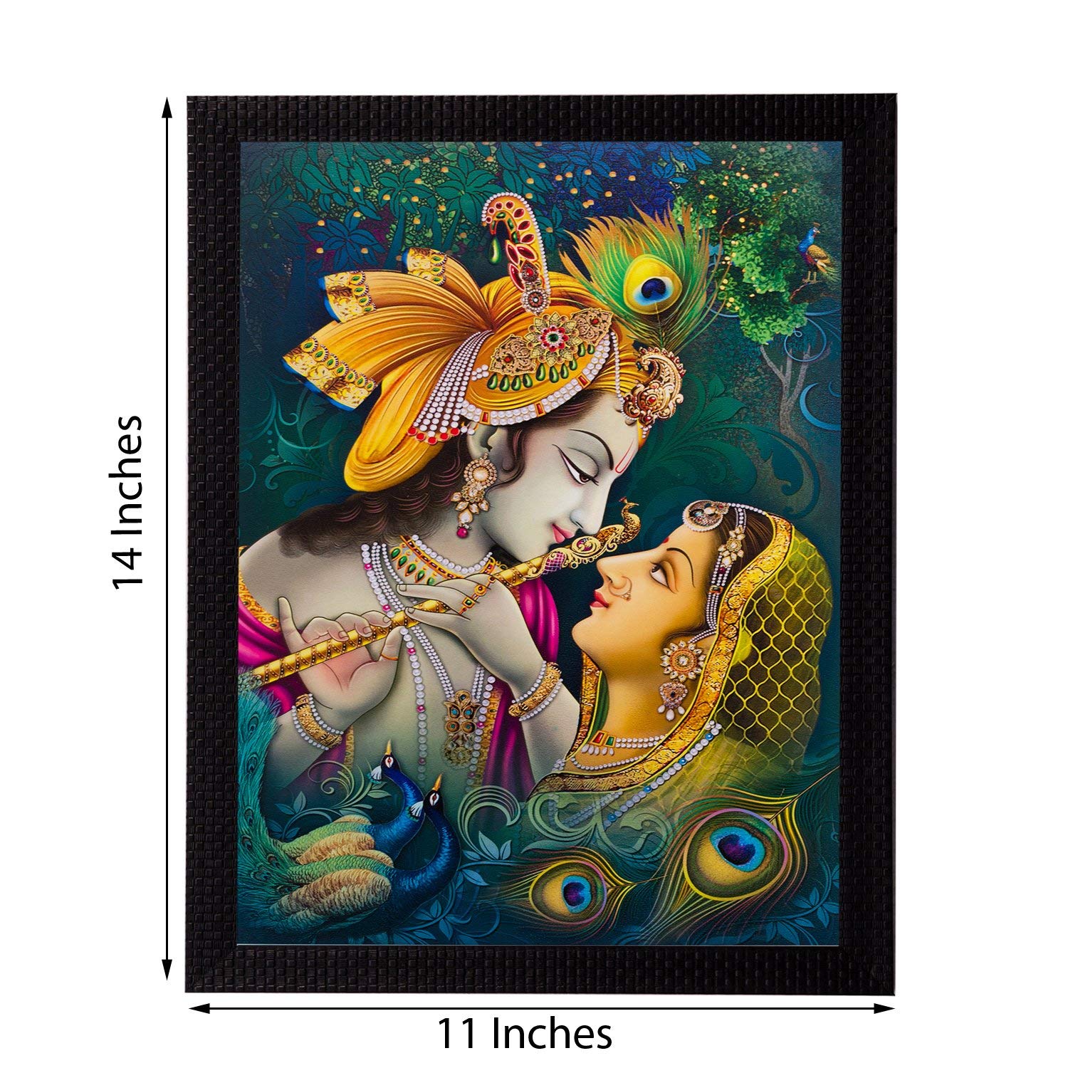Nobility Radha Krishna Framed Painting UV Textured Design Religious Wall Art Decor Showpiece Figurine Idol Statue