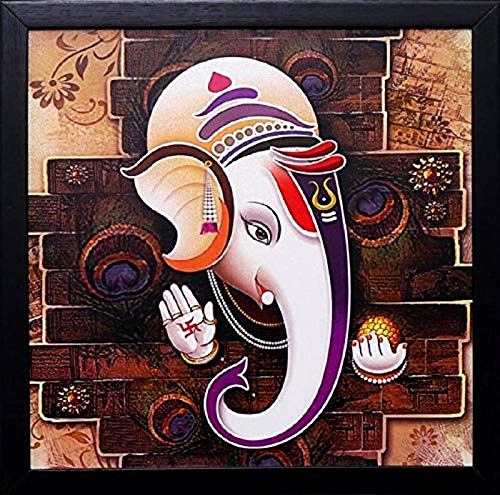 Nobility Ganesha Framed Painting Ganesh Wall Art Decor Statue Idol Decoration for Home, Living Room, Office, Gift for friends or family