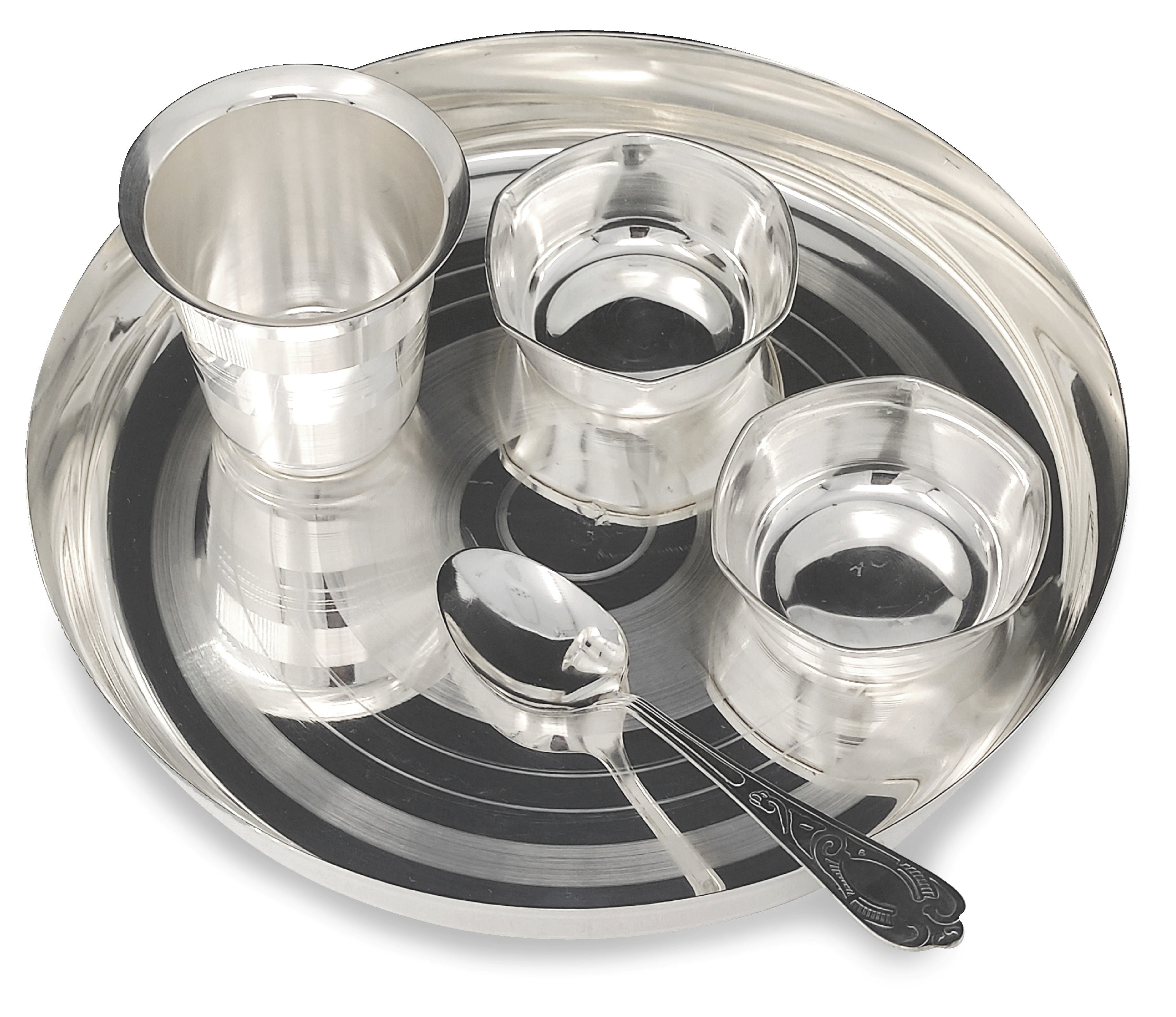 Bengalen Baby Dinner Set Silver Plated 8 Inch for Annaprashan Sanskar Rice Ceremony Gift for Girls Boys Kids Festive Birthday Return Home Decorative Gifts Items