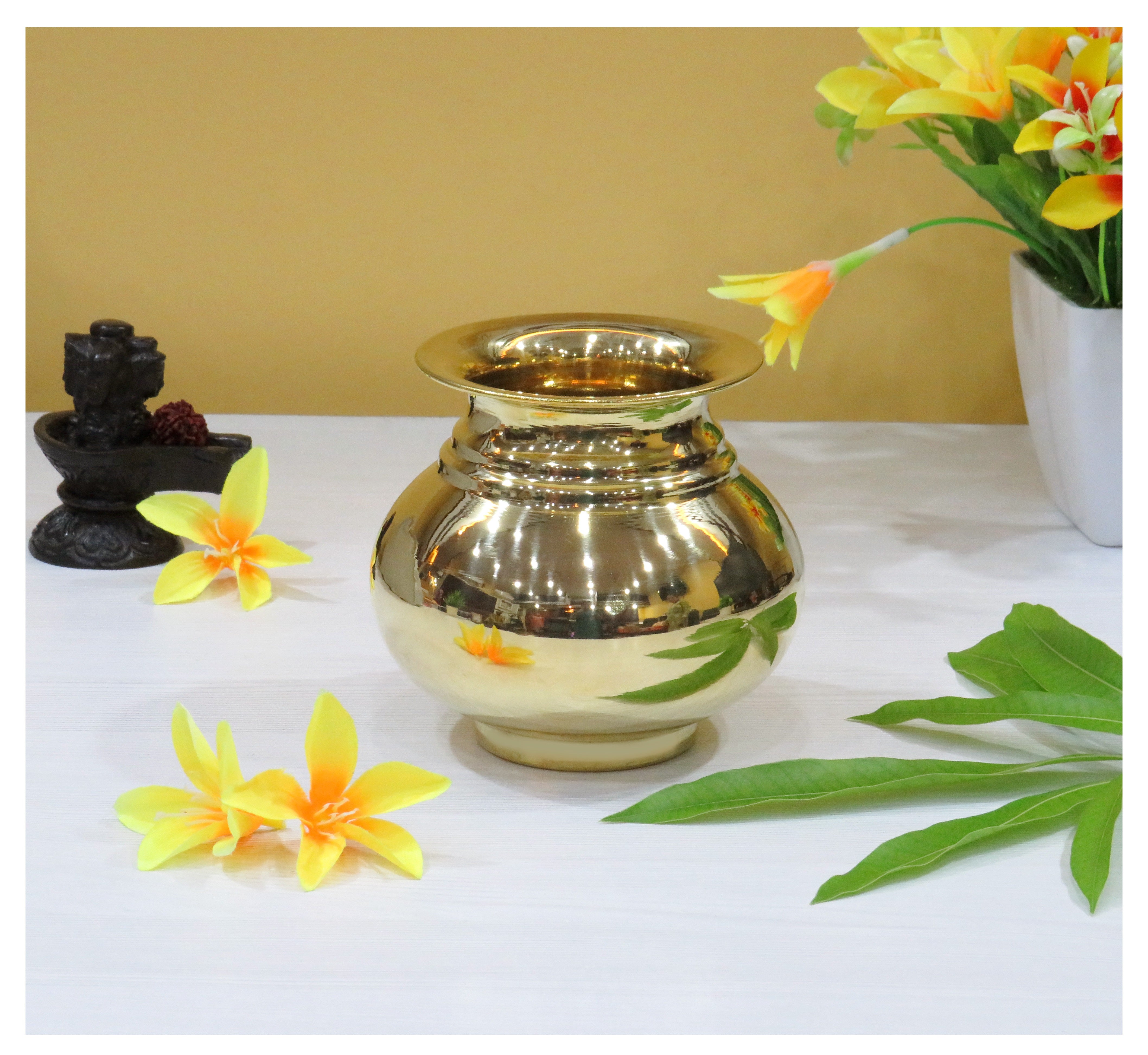 BENGALEN Brass Kalash Lota Gadwa Glossy Pooja Articles for Home Temple Decorative Puja Items for Poojan Purpose Return Gift