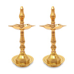 Bengalen Brass Kerala Diya Traditional Oil Lamp Samai Deepak Lamp Kutthu vilakku Panchmahal Deepam for Pooja Mandir Diwali Indian Wedding Return Gift Items Puja Set of 2