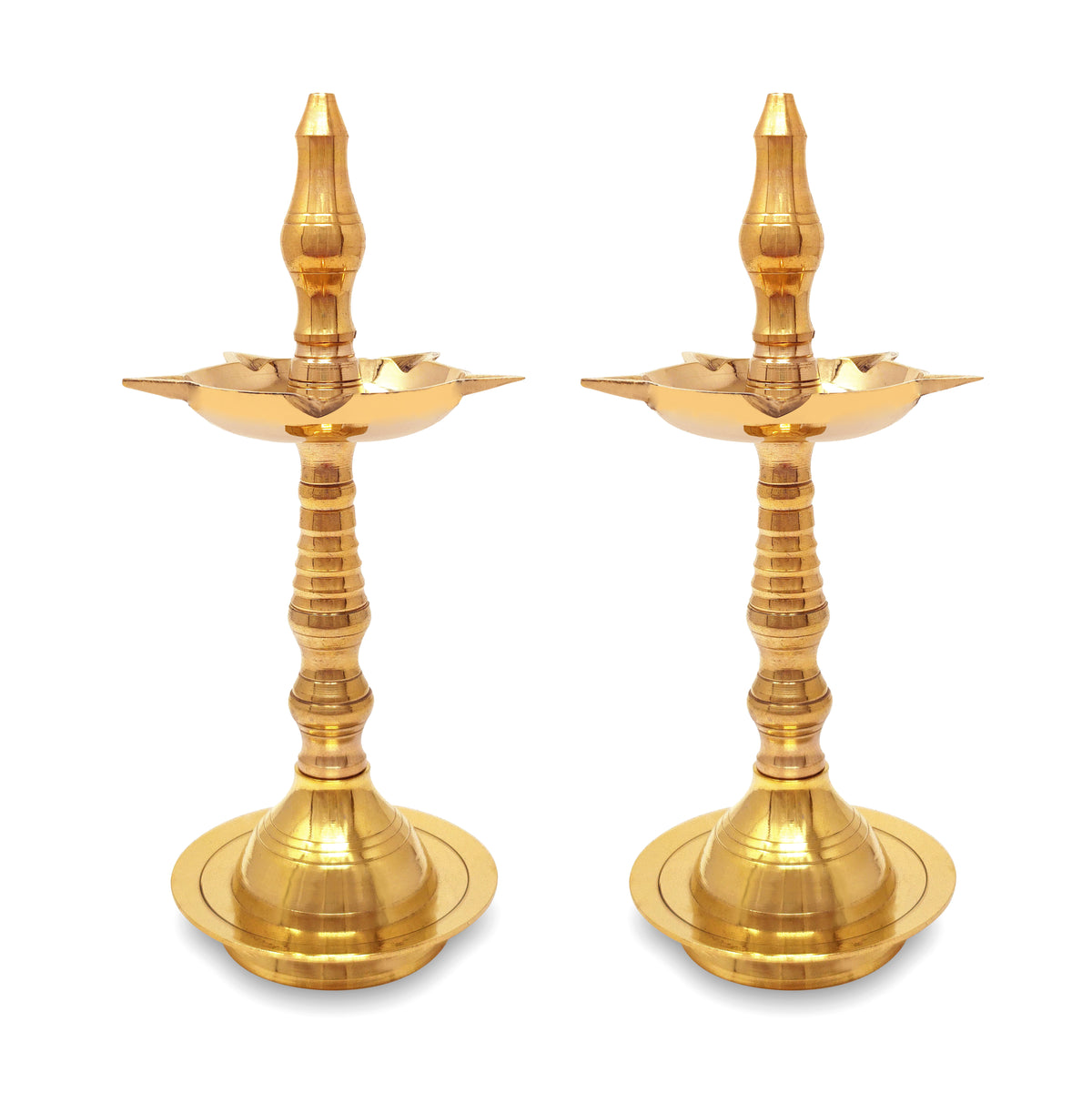 Bengalen Brass Kerala Diya Traditional Oil Lamp Samai Deepak Lamp Kutthu vilakku Panchmahal Deepam for Pooja Mandir Diwali Indian Wedding Return Gift Items Puja Set of 2