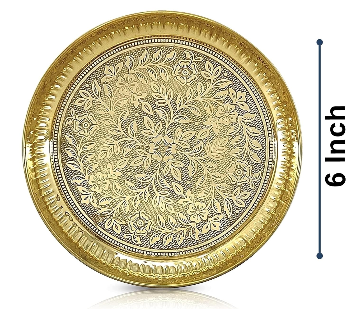 BENGALEN Brass Puja Thali Set with Blue Gift Box 6 Inch