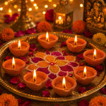 Clay Diyas Pack of 6 for Diwali Handmade Mitti Diya Traditional Earthen Oil Lamps for Pooja Festival Navratri Home Temple & Diwali Decoration