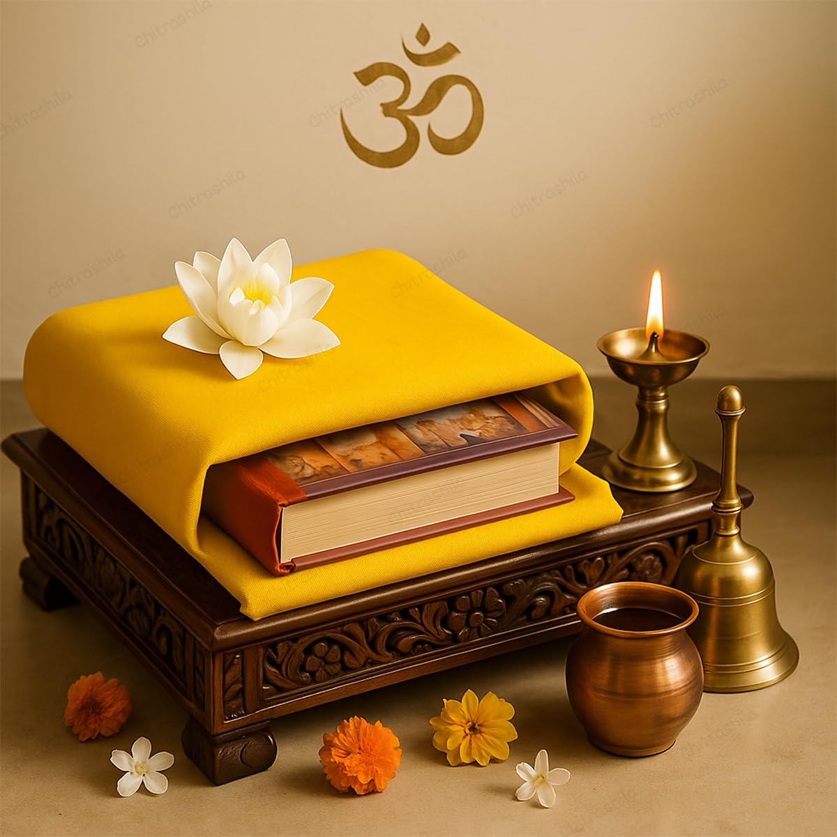 Yellow Pooja Cloth for Mandir Mandir Cloth Premium Temple Cloth for Spiritual Ceremonies Ideal for Home and Temple Use Enhance Your Sacred Space