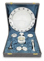 BENGALEN Pooja Thali Set 9 Inch Silver Plated with Gray Gift Box