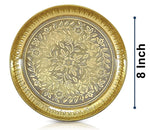 BENGALEN Brass Pooja Thali Set with Grey Gift Box 8 Inch