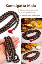 Kamal Gatta Mala for Lakshmi Puja Meditation & Jaap Natural Handmade Prayer Maala with Red Tassel Spiritual Wealth & Prosperity