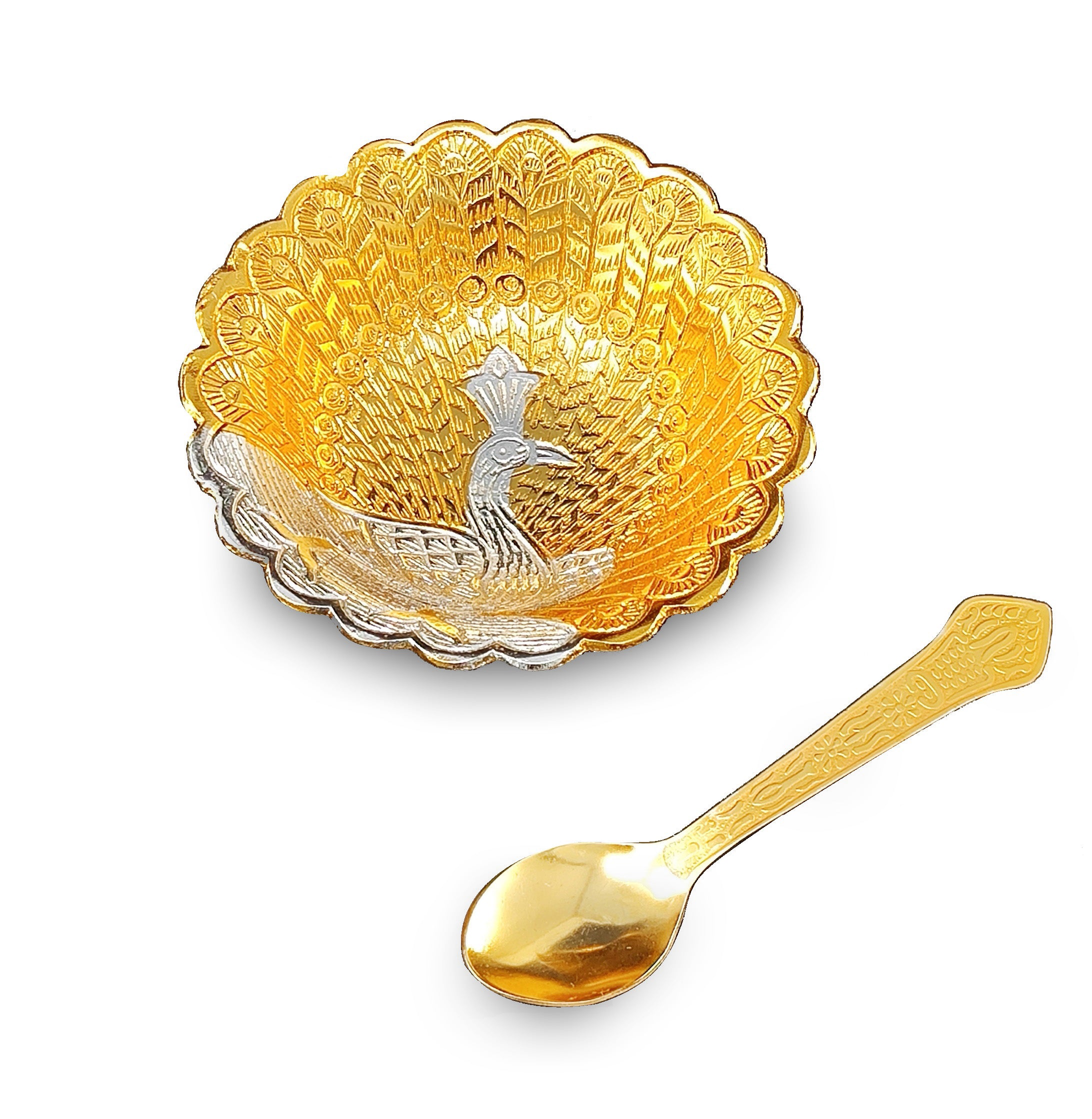 BENGALEN Gold & Silver Plated Bowl Spoon Set