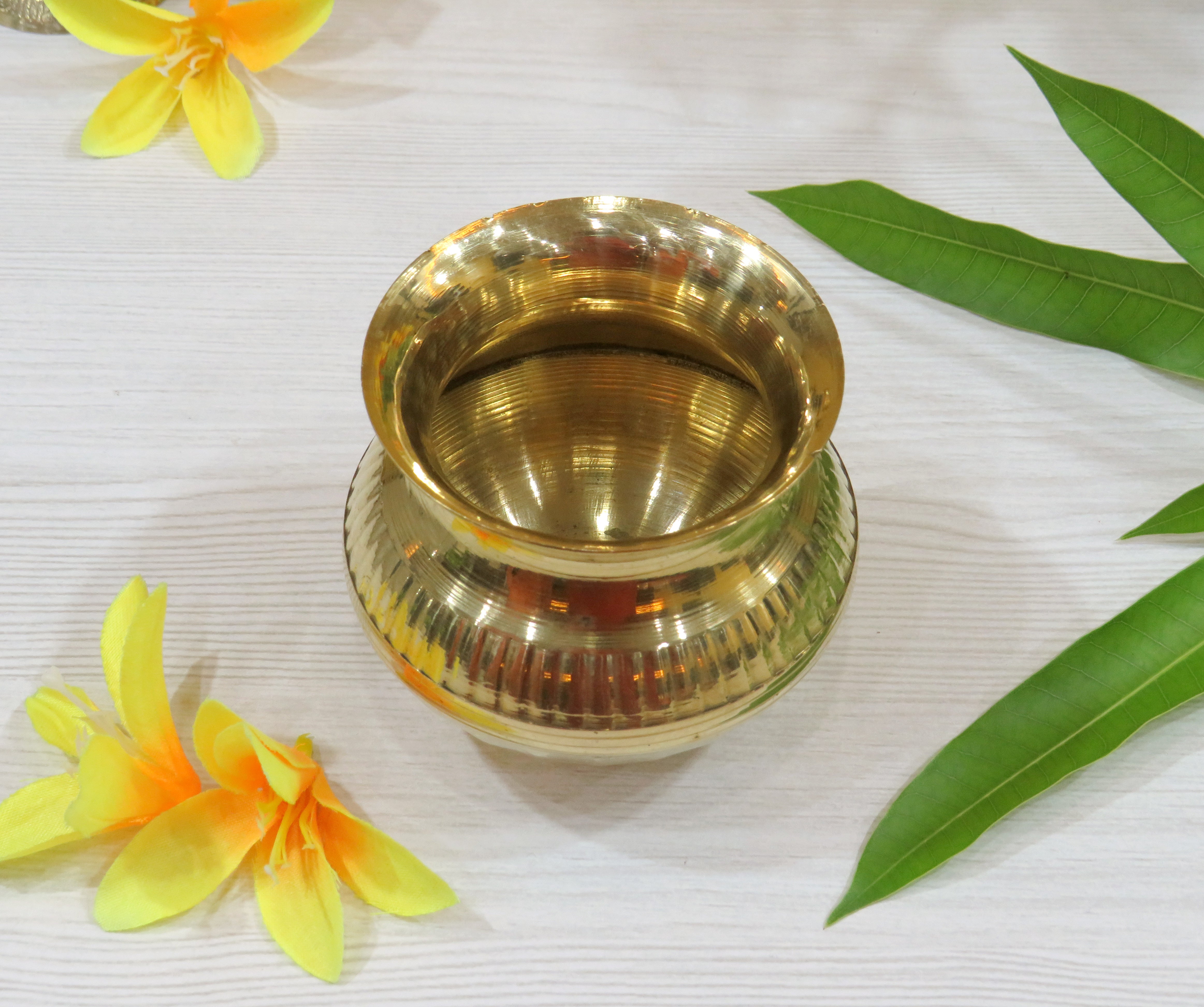 BENGALEN Brass Kalash Lota Gadwa Selai Design Pooja Articles for Home Temple Decorative Puja Items for Poojan Purpose Return Gift