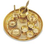 Brass Pooja Thali Set 8 Inch Puja Thali Set 9 Inch