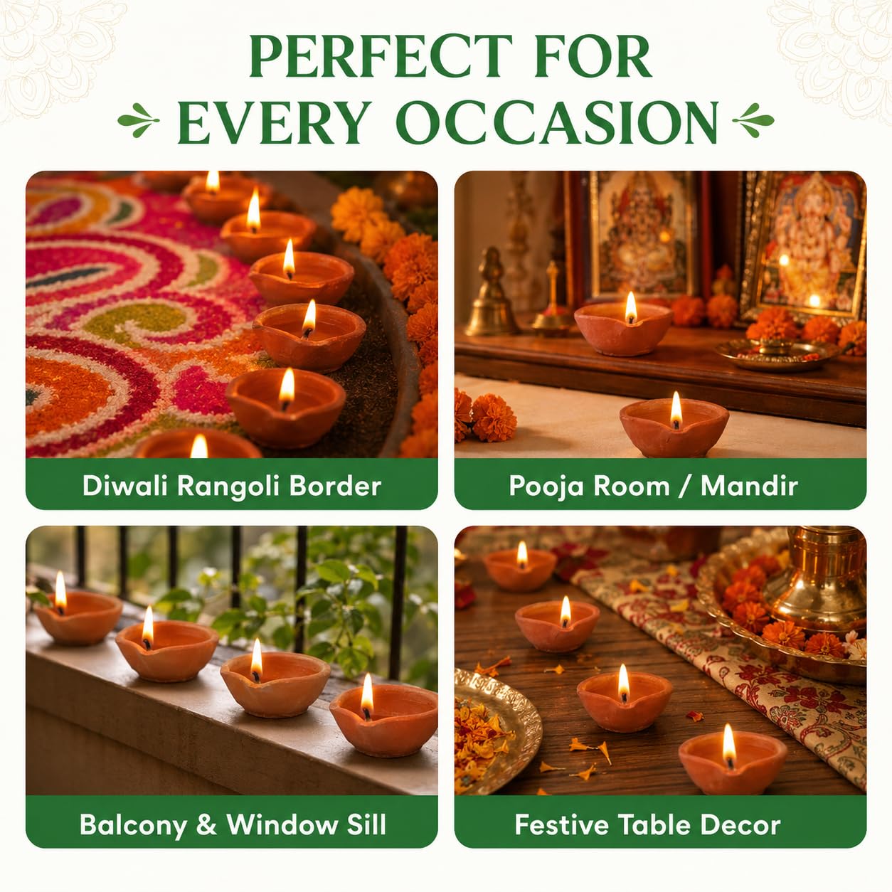 Clay Diyas Pack of 6 for Diwali Handmade Mitti Diya Traditional Earthen Oil Lamps for Pooja Festival Navratri Home Temple & Diwali Decoration