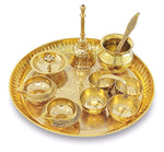 Brass Pooja Thali Set 8 Inch Puja Thali Set 9 Inch