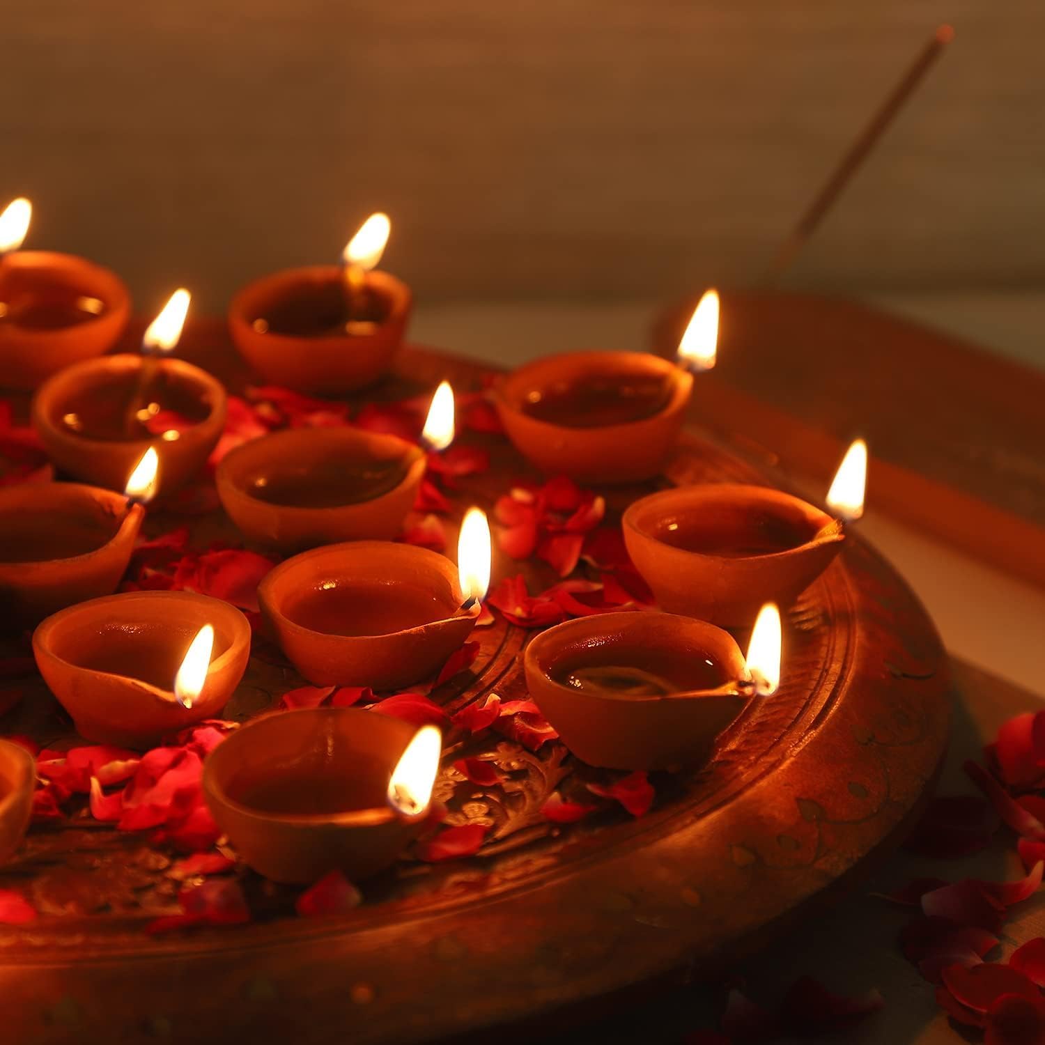 Clay Diyas Pack of 6 for Diwali Handmade Mitti Diya Traditional Earthen Oil Lamps for Pooja Festival Navratri Home Temple & Diwali Decoration
