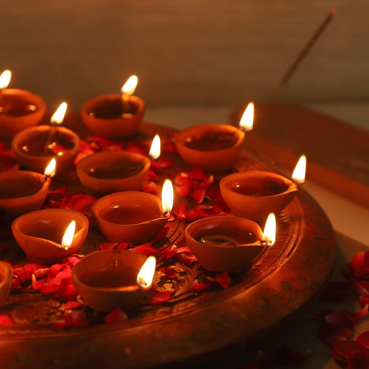 Clay Diyas Pack of 6 for Diwali Handmade Mitti Diya Traditional Earthen Oil Lamps for Pooja Festival Navratri Home Temple & Diwali Decoration