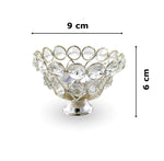 BENGALEN Crystal Diya with Red Velvet Gift Box German Silver Chrystal Akhand Piyali Dia Pooja Items Diwali Decoration Puja Gifts Handmade Oil Lamp