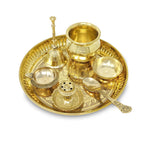 Bengalen Pure Brass Pooja Thali Set 6 Inch with Red Velvet Gift Box