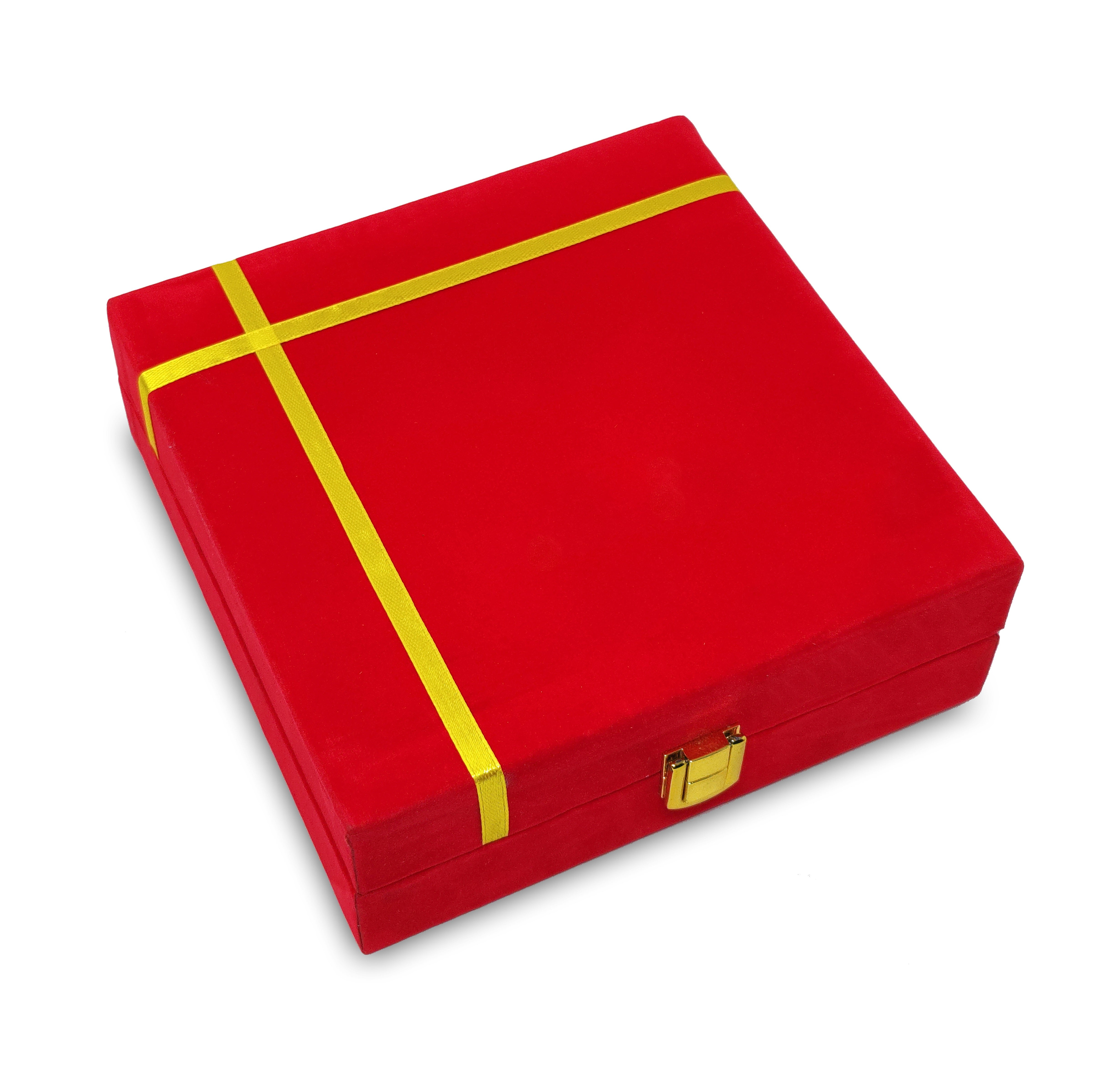 Bengalen Brass Pooja Bhog thali Set 7 Inch With Red Velvet Gift Box Festival Kanha Krishna Thali Puja Set for Diwali Home Office Mandir Wedding Return Gift Items