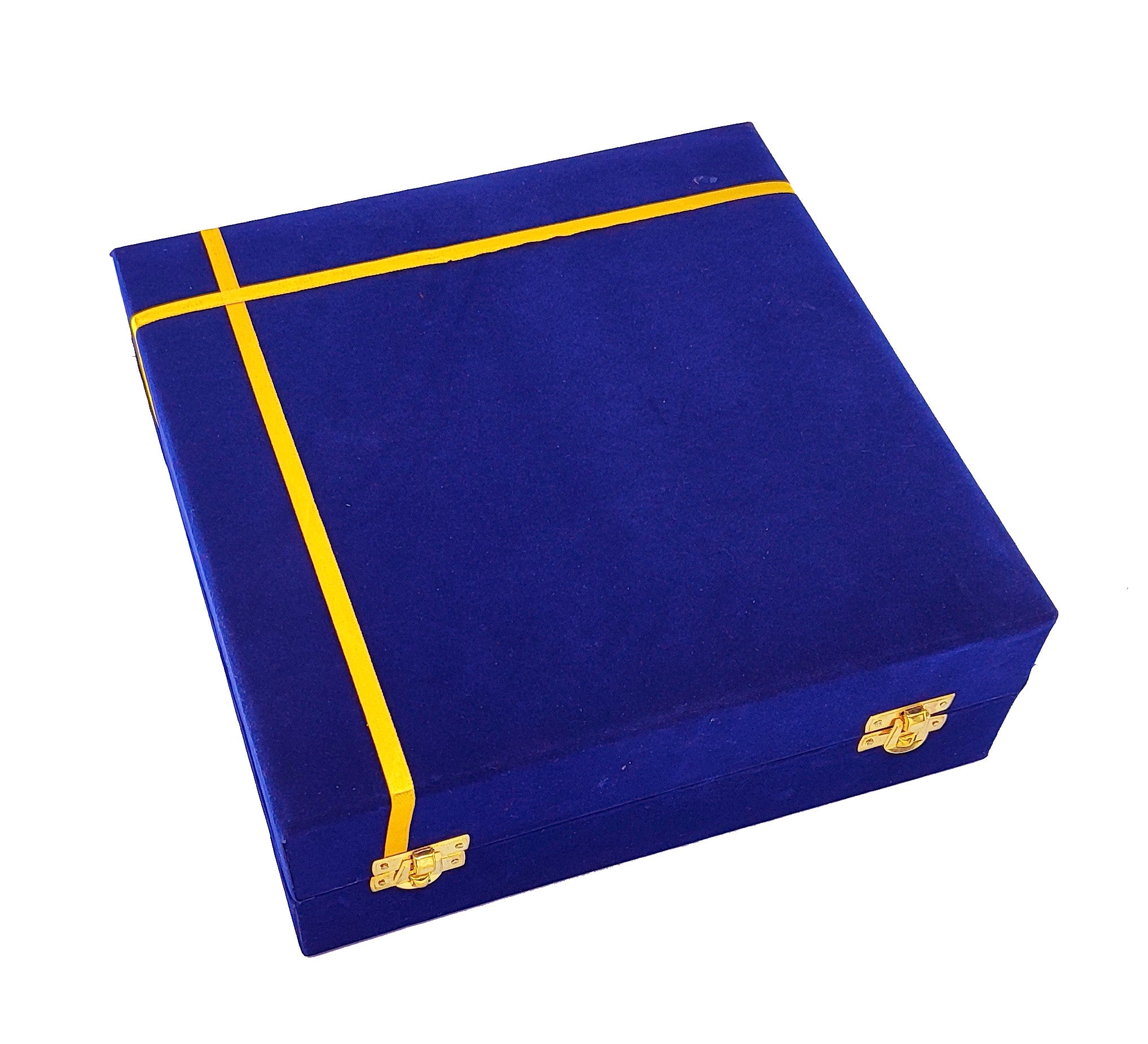 Bengalen Gold & Silver Plated Baby Dinner Set With Blue Velvet Box for Gift Rice Ceremony Annaprashan Sanskar for Boys Girls Kids Birthday Return Festive Gift Items