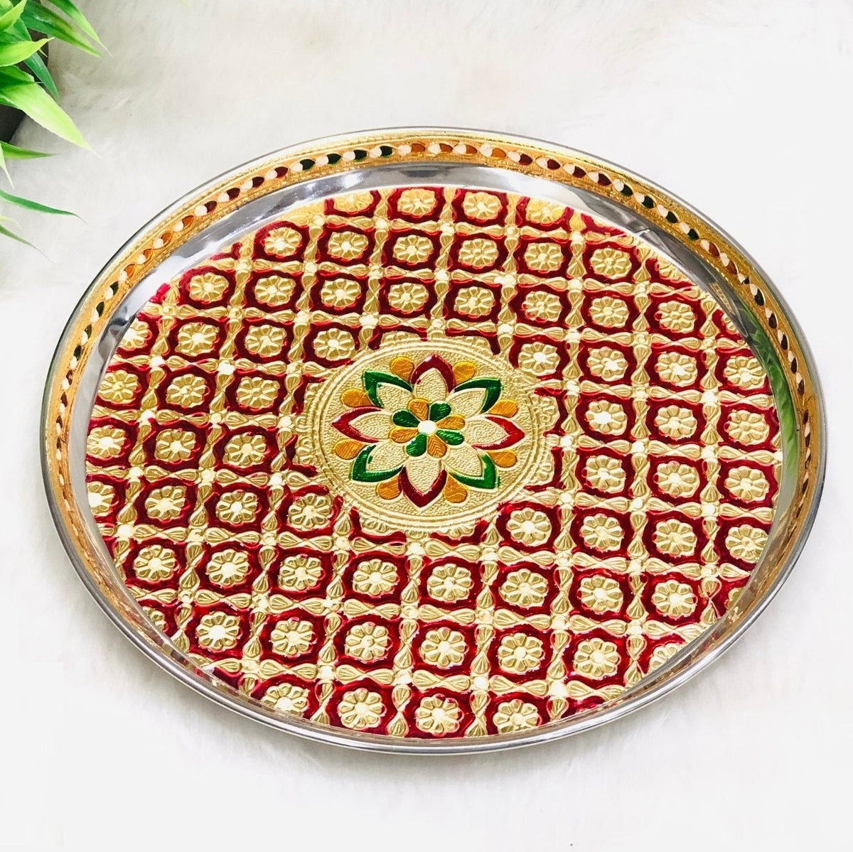 Plate Meena 10" Red