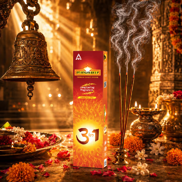 Mangaldeep 3in1 Agarbatti - Premium, Charcoal Free Incense Sticks