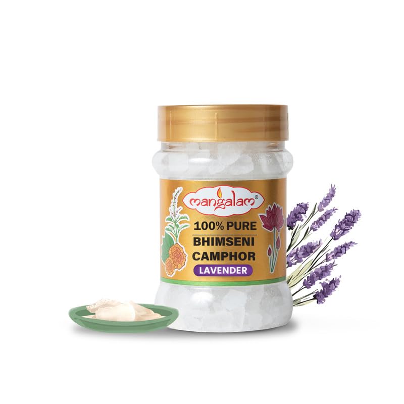 Bhimseni Camphor 100g Lavender 100% Pure For Puja, Aromatherapy & Air Freshener Sweet Fragrance