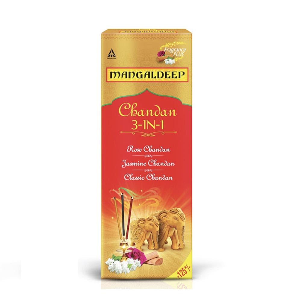Mangaldeep 3in1 Agarbatti Soothing Fragrances of Classic Chandan Rose & Jasmine