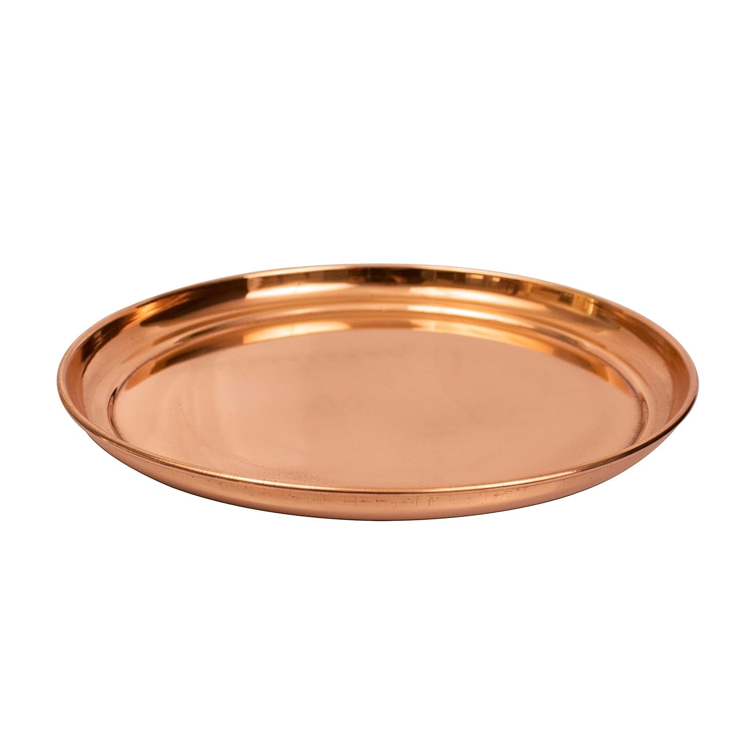 Copper Plate Plain Pure Indian Traditional Handmade for Pooja Diwali Puja Navratri Aarti and Daily Bhog Use