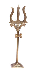 Trishul Golden Brass Handcrafted Trishul with Damru Statue for Pooja Mandir Home Temple